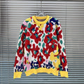 Autumn Floral Printed Knitted Pullover Women's Sweater Top