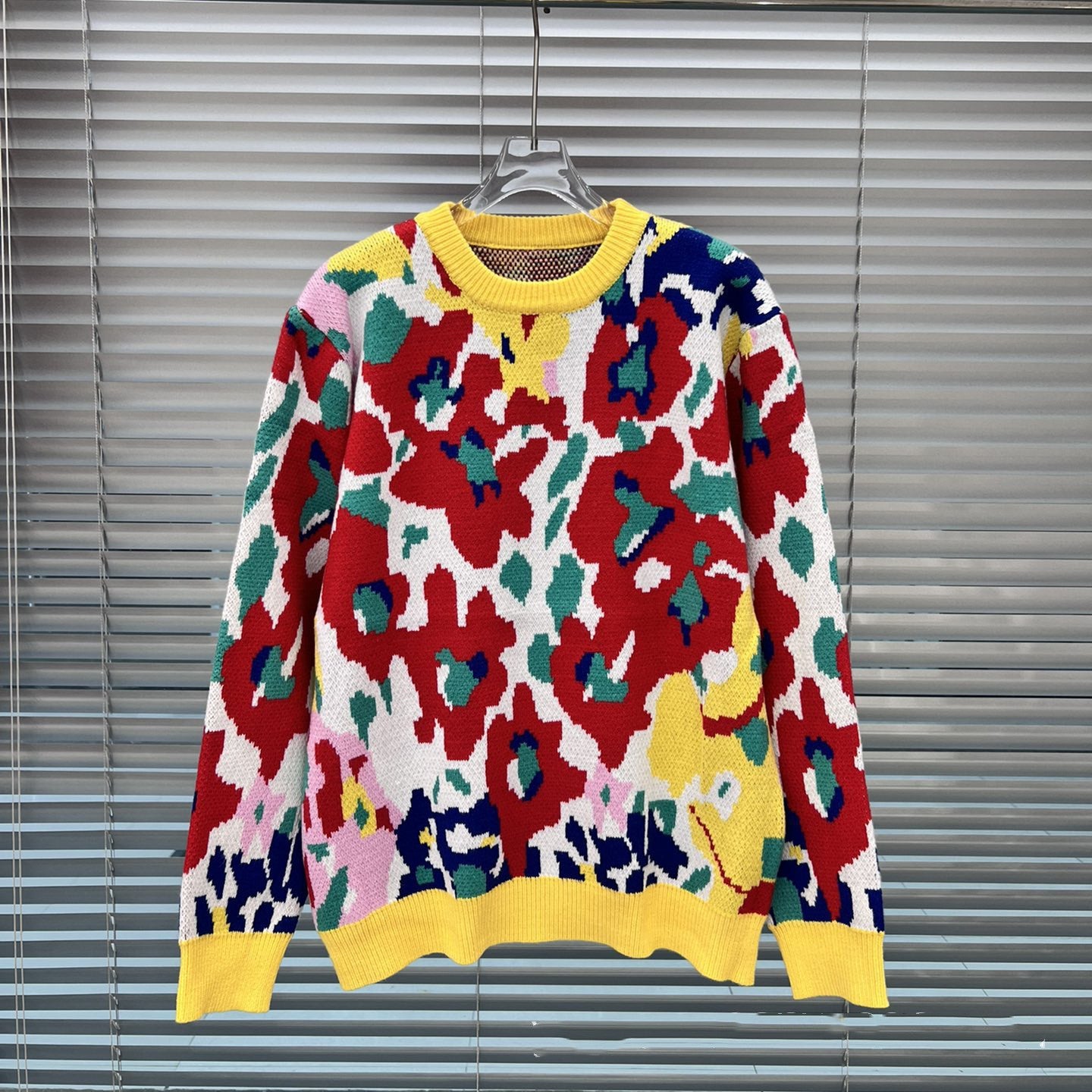 Autumn Floral Printed Knitted Pullover Women's Sweater Top