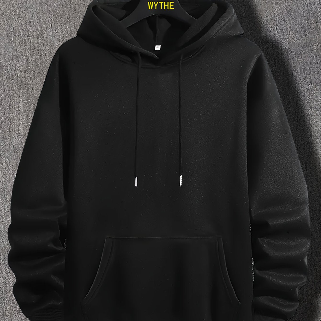 Solid Color Hoodies For Men, Graphic Hoodie With Kangaroo Pocket, Comfy Loose Drawstring Trendy Hooded Pullover, Mens Clothing For Autumn Winter