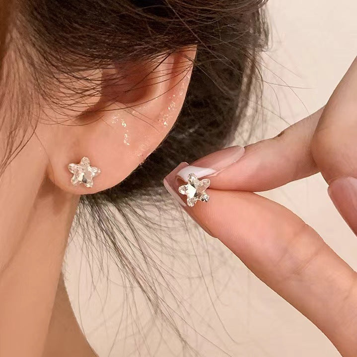 Female Heart Super Zircon Star Ear Studs