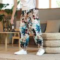Pantaloni harem da uomo Valstrend, cotone e lino sottili e traspiranti, stile casual e cropped, visibili in dettaglio nell'immagine.