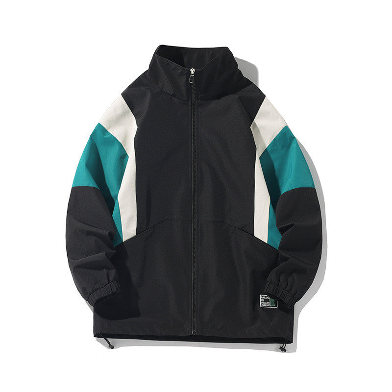 Giacca casual da uomo bianca Valstrend, impermeabile, con colletto stand-up, vestibilità grande, ideale per l'abbigliamento quotidiano.