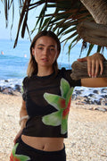 Vestito estivo da donna Valstrend con protezione solare, stampa floreale e due pezzi, tessuto a rete leggero e fresco.