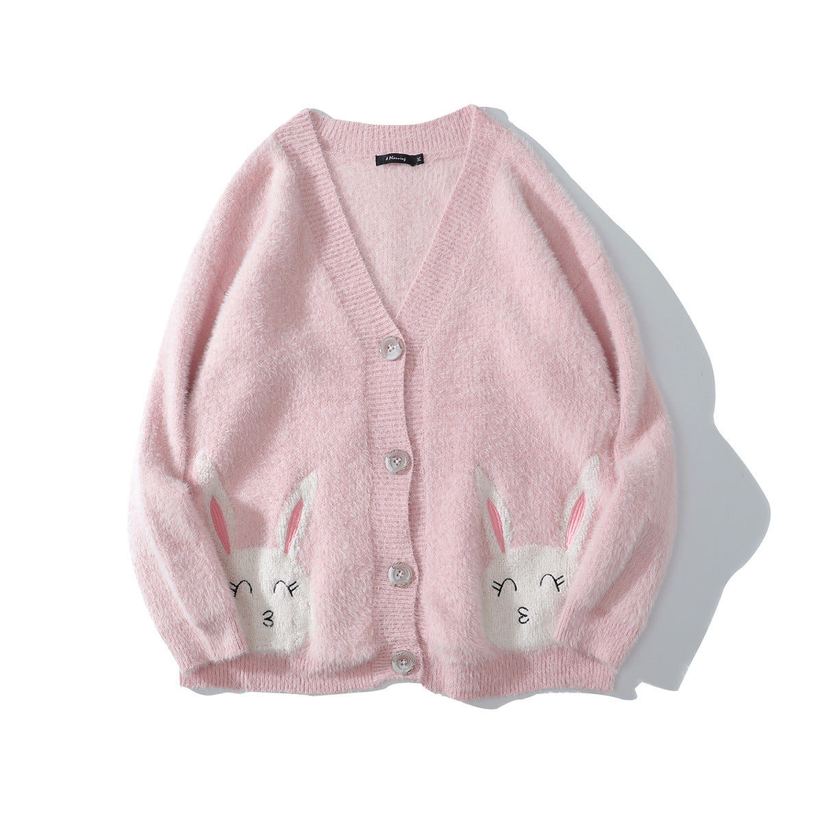 Cardigan retrò americano Valstrend con ricami dolci, in maglia, stile vintage, con dettagli colorati e texture morbida.
