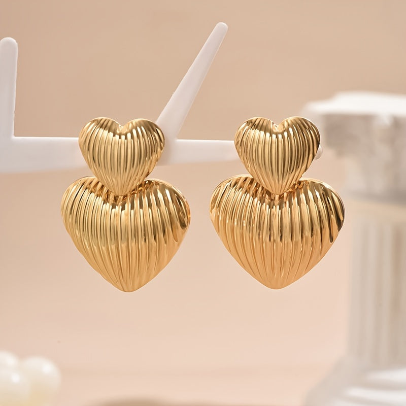 Orecchini pendenti a più strati a forma di cuore di Valstrend, design geometrico elegante, ideali per tutti i giorni e feste.