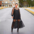 Completo da gonna con bretelle da donna, gonna in tulle colorata e tessuto solido, stile elegante e femminile di Valstrend shop.