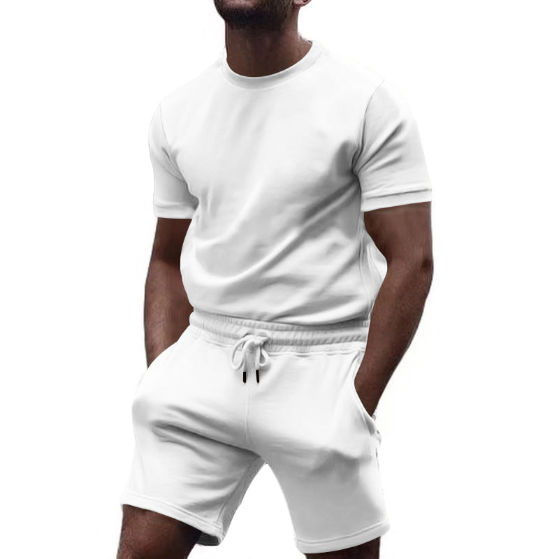 Men's Fashion Casual Round Neck T-shirt Shorts Set