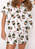 Shorts casual con stampa birra creativa, maniche corte, per abbigliamento casual e casa, marca Valstrend.