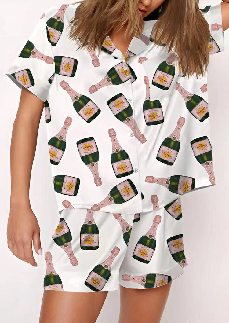 Shorts casual con stampa birra creativa, maniche corte, per abbigliamento casual e casa, marca Valstrend.