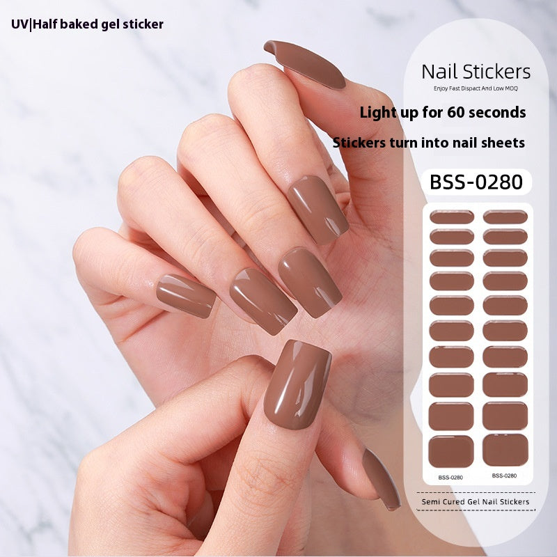 Pure Color Gel Nail Sticker Uv Phototherapy Semi-curing Nail Art Sticker