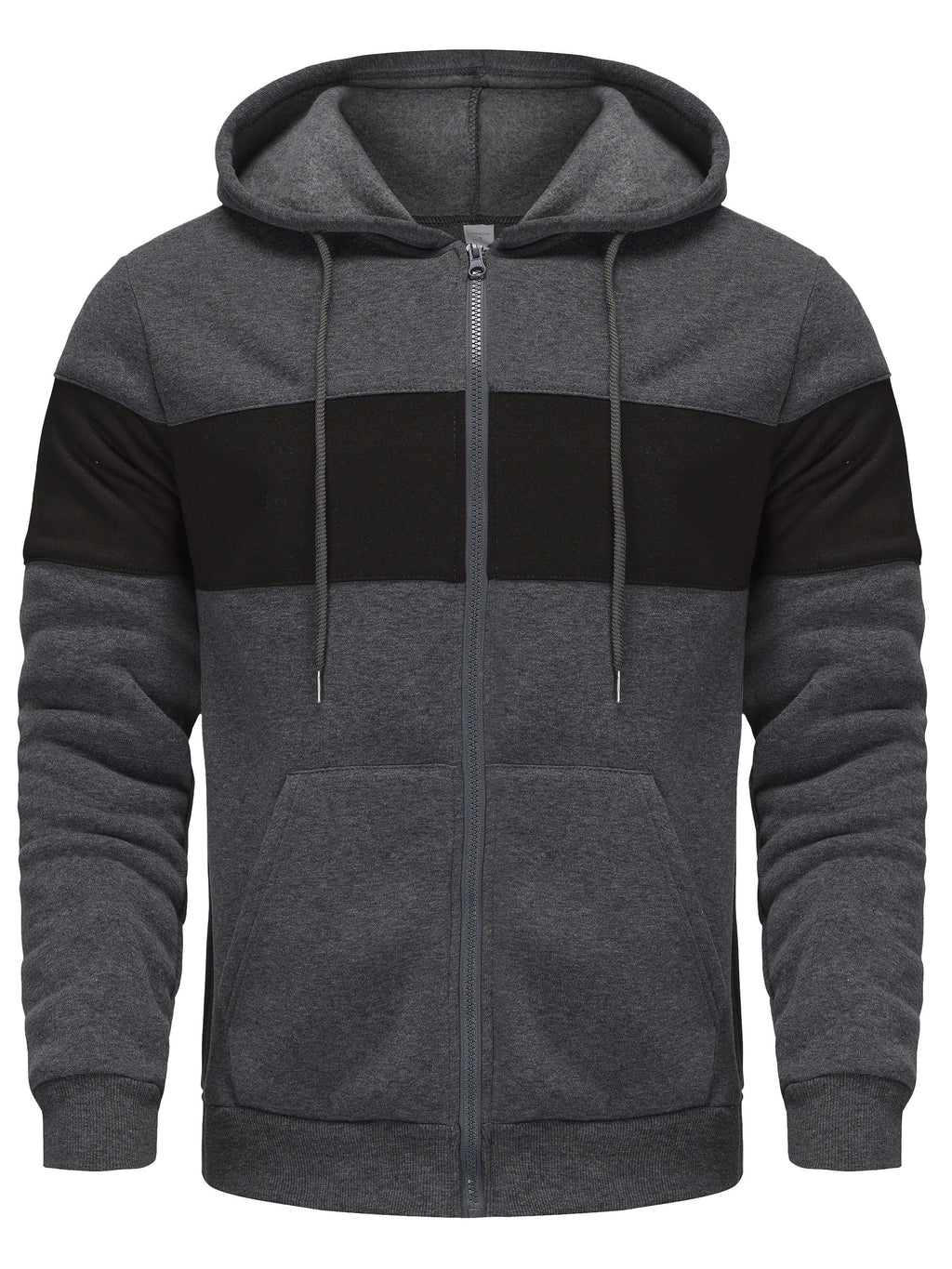 Felpa con cappuccio e zip da uomo Valstrend, giacca sportiva casual con tasche, colore a contrasto, comoda e ideale per outdoor.