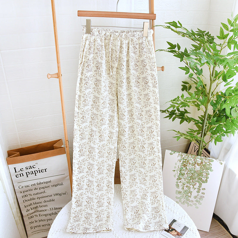 Straight Cotton Loose Home Pants Pajama Pants With Pockets Can Be Worn Outside