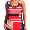 Costume da donna Valstrend con stampa, slip a pantaloncino diviso e scollo a V, ideale per il mare e il nuoto.