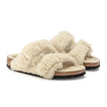 Ciabatte da esterno Lazybones con pelliccia, suola in cotone e sughero, ideali per comfort e stile all'aperto.