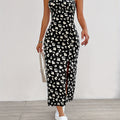Floral Print Split Hem Cami Dress, Elegant Sleeveless Spaghetti Strap Dress For Spring & Summer, Women's Clothing