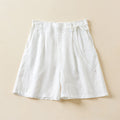 Solid Color Cotton Linen Elastic-waist Wide Leg Pants