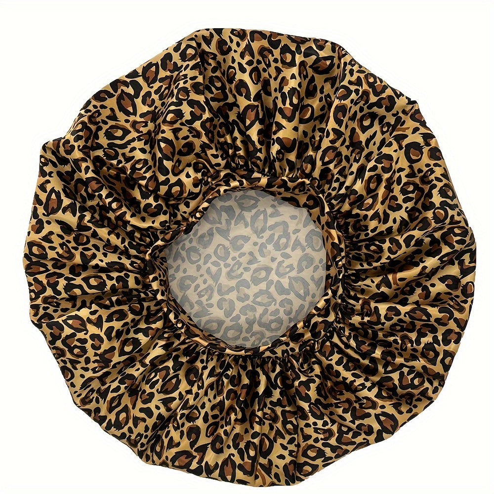 Foulard di seta con stampa leopardo Valstrend, morbido e ampio elastico, cappuccio per capelli ricci e secchi, senza profumo.