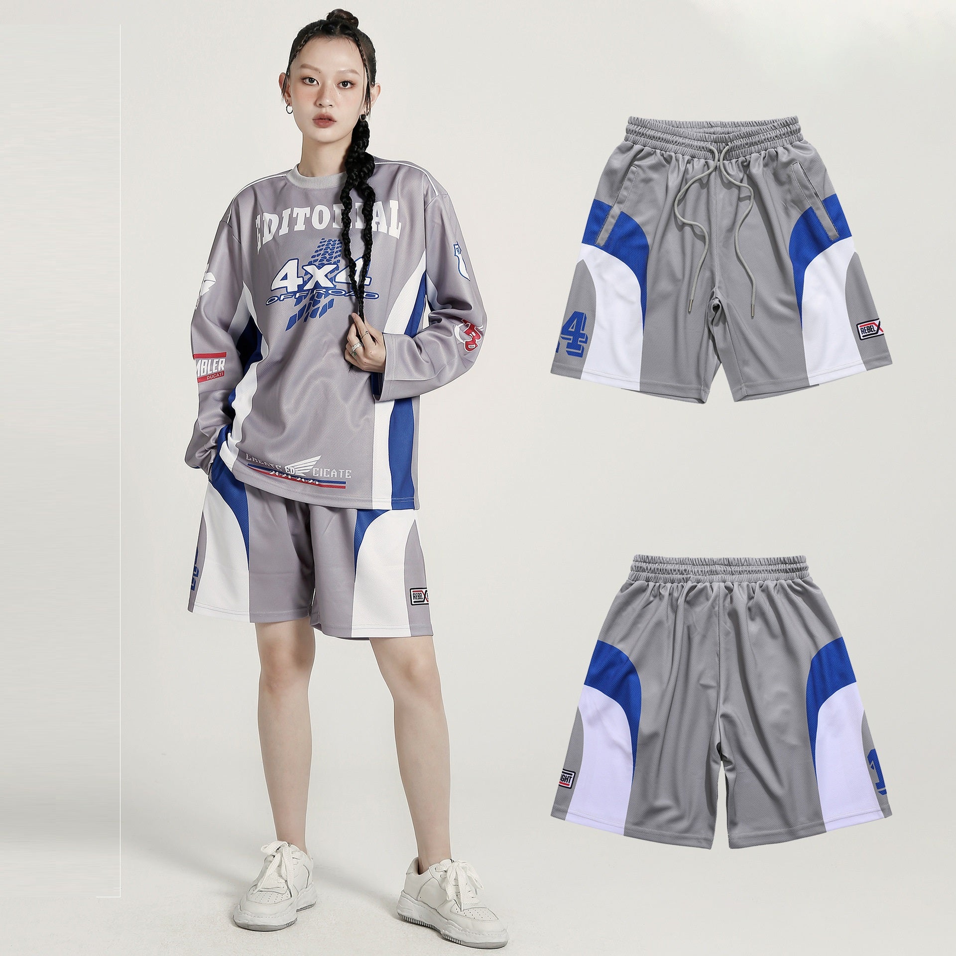 Pantaloni sportivi larghi a stampa colorata e cropped, in stile casual, di Valstrend shop.