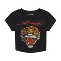 T-shirt donna Valstrend con stampa skull in strass, manica corta e vestibilità aderente, stile casual e alla moda