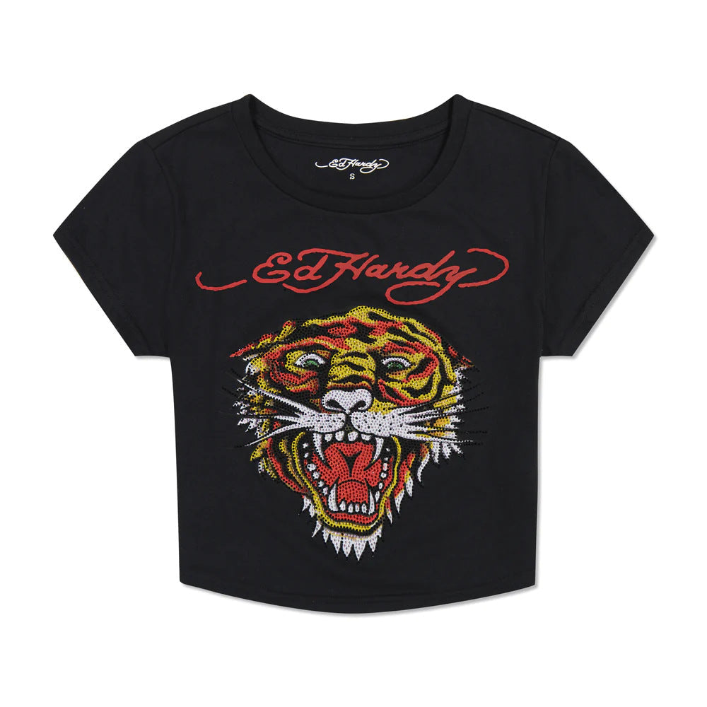 T-shirt donna Valstrend con stampa skull in strass, manica corta e vestibilità aderente, stile casual e alla moda