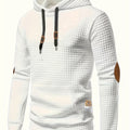 Waffle Cool Hoodies For Men, Men's Casual Solid Hooded Sweatshirt Streetwear For Winter Fall, As Gifts