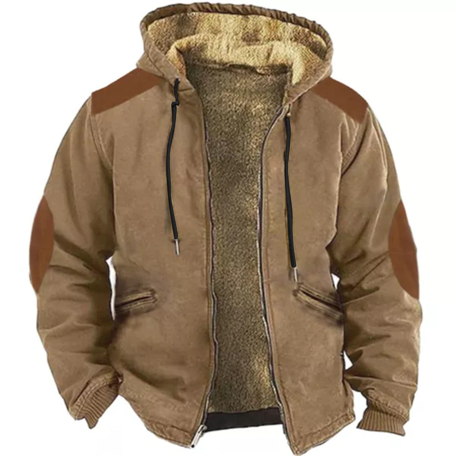 Felpa con cappuccio colorata e 3D, giacca imbottita in cotone con fodera marrone, marca Valstrend.