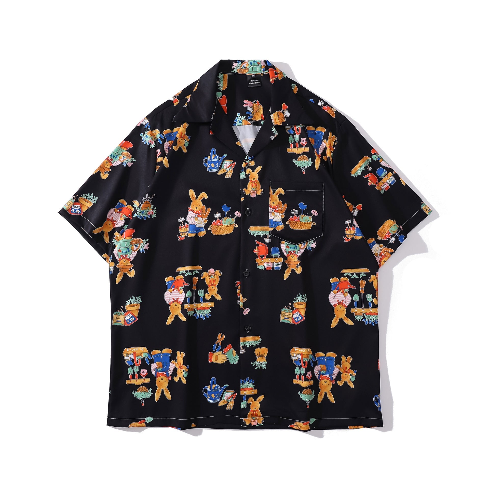 Cuban Collar New Vintage Casual Short Sleeve Printed Shirt Men And Women