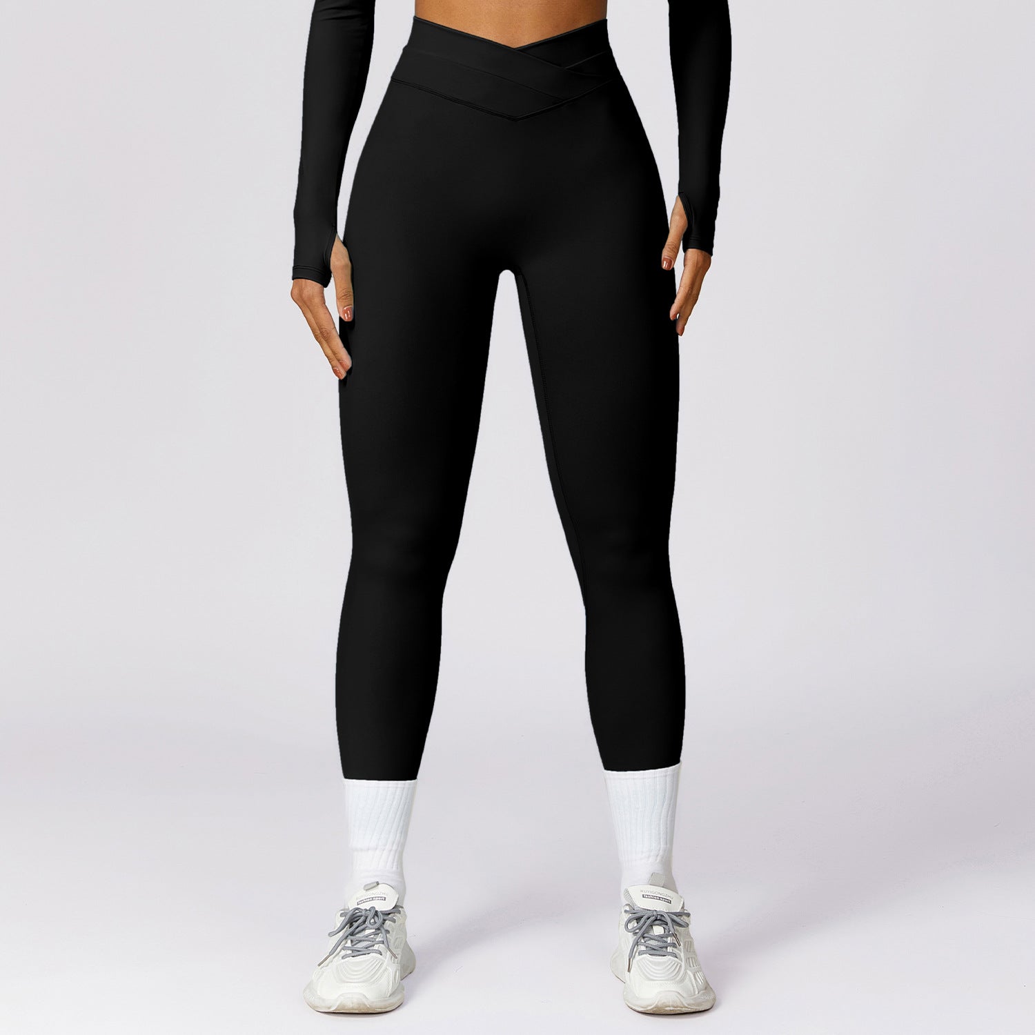 Leggings yoga skinny Valstrend con vita alta, tessuto quick-dry, ideale per esercizi e allenamenti fitness.