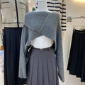 Maglione invernale donna a maniche lunghe con collo a V e motivo a maglia, stile autunnale, brand Valstrend.