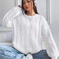 Top casual da donna Valstrend, maglia leggera e comoda con maniche a tre quarti e scollo rotondo, in tessuto morbido.