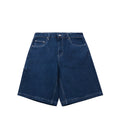 Jeans casual Valstrend shop, pantaloni corti over-the-knee dritti con cinque tasche, in tessuto denim blu.