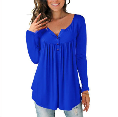 Women's Printed Plus Size Deep V Pullover T-shirt