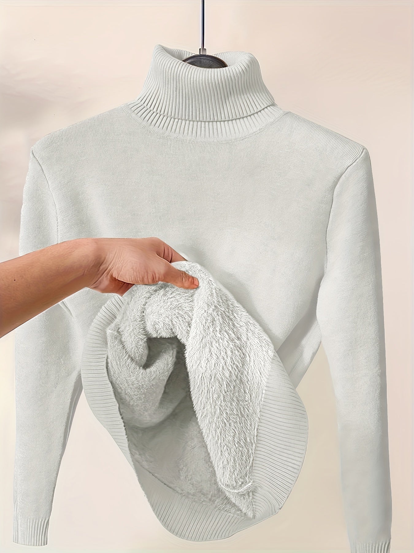Maglione a collo alto in modo solido Valstrend, maglia casual a maniche lunghe termica per donna autunno e inverno