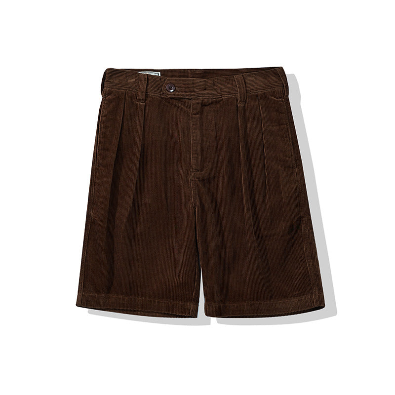 Retro Casual Cropped Pants Men's Thick Corduroy