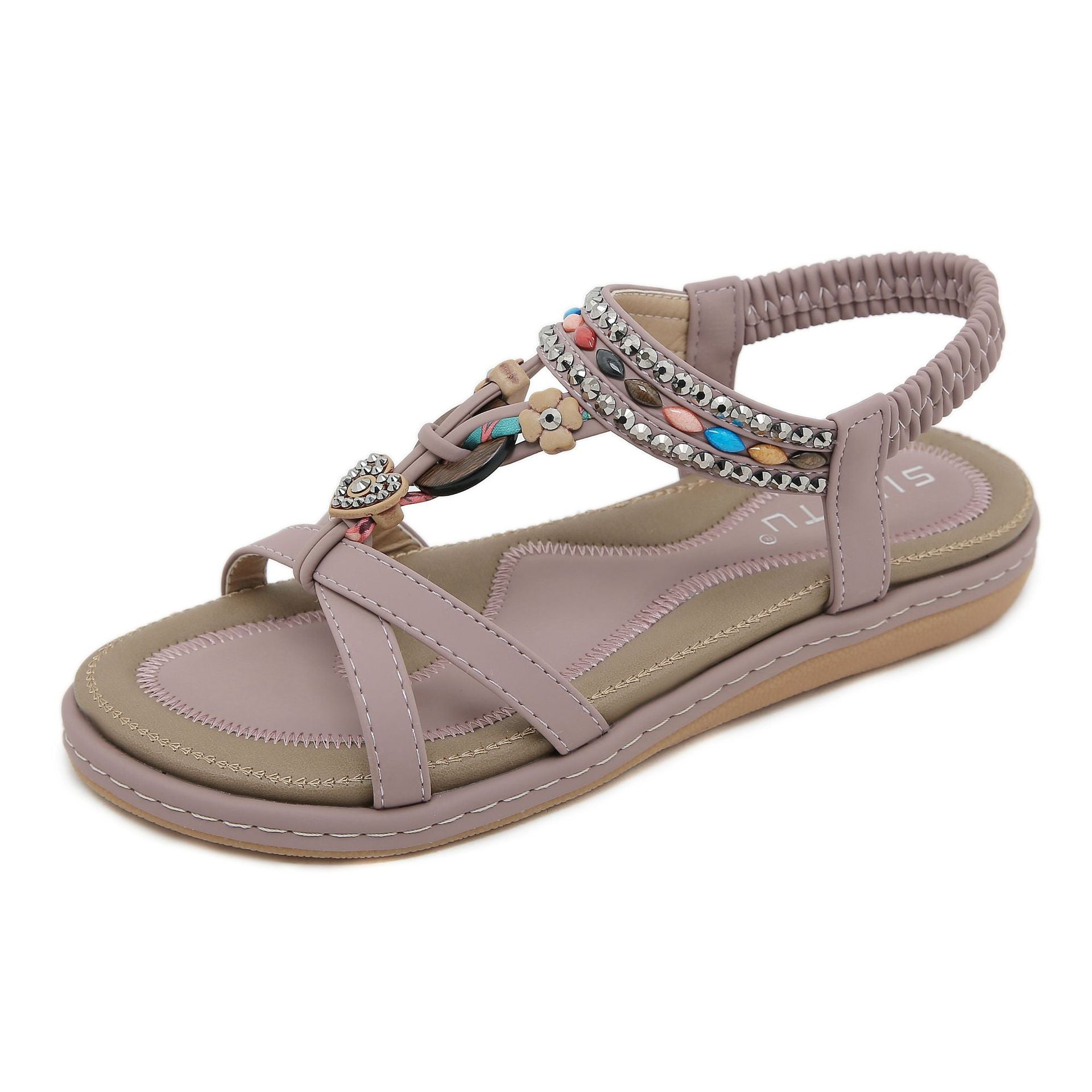 Sandali casual con strass Valstrend per donna, comodi e versatili, ideali per spiaggia e tempo libero, con suola piatta e dettagli eleganti.