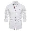 Camicia Henley uomo in cotone e lino, maniche lunghe, colore solido, stile casual, marca Valstrend.