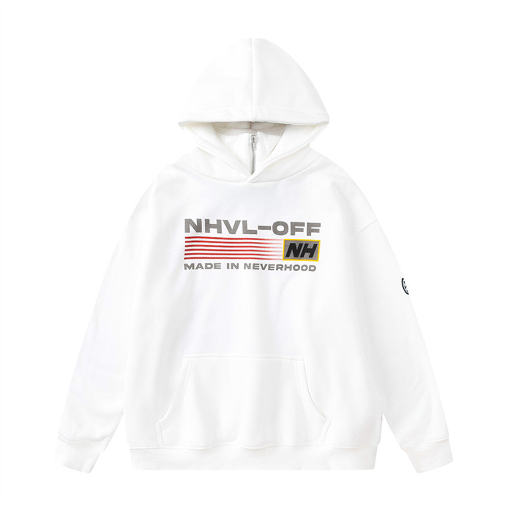 Letter Printing Velvet Padded Hooded Sweatshirt