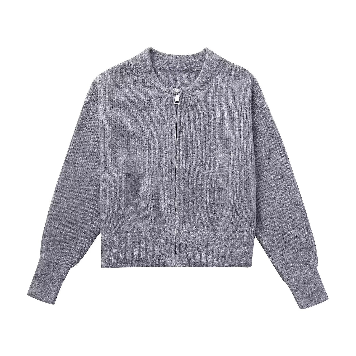 Giacca donna con zip, maglione lavorato a maglia, cappotto Valstrend, tessuto caldo e morbido, stile casual e moderno
