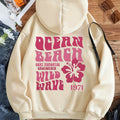 Floral & Letter Print Hoodie, Drawstring Kangaroo Pocket Casual Hooded Sweatshirt For Winter & Fall, Women's Clothing