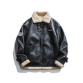 Cappotto in pelle Pu Shuai, stile locomotiva, con lana di agnello, spessa e calda, di marca Valstrend.