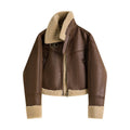Cappotto corto in pelliccia di agnello con colletto a alba, imbottito e caldo, marchio Valstrend shop