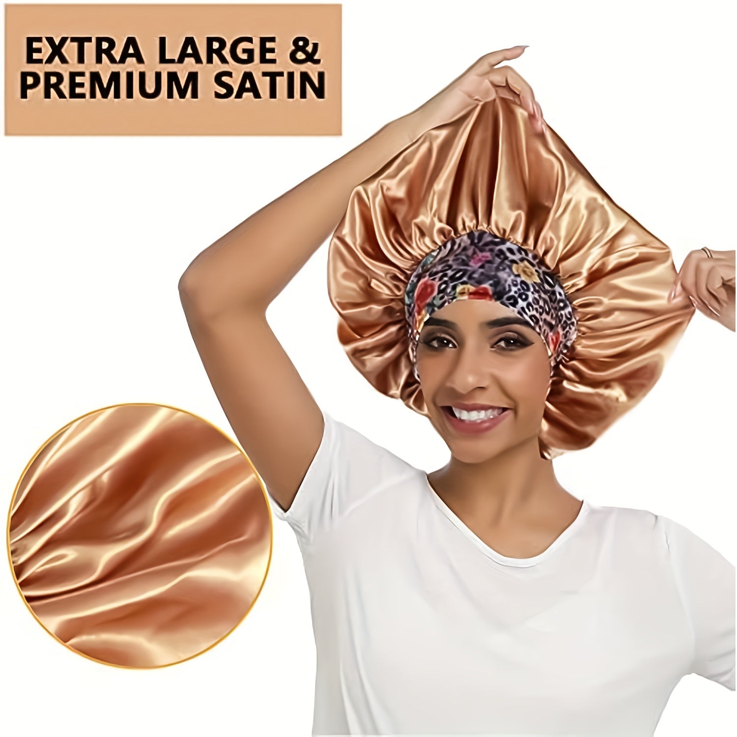 Fascia elastiche larghe con stampa floreale per cappelli, uso casalingo, per capelli ricci o lisci, modello Valstrend.