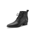 Stivali Valstrend con punta affusolata, tacco chunky, in pelle bovina, con lacci e tacco medio, stile elegante e alla moda.