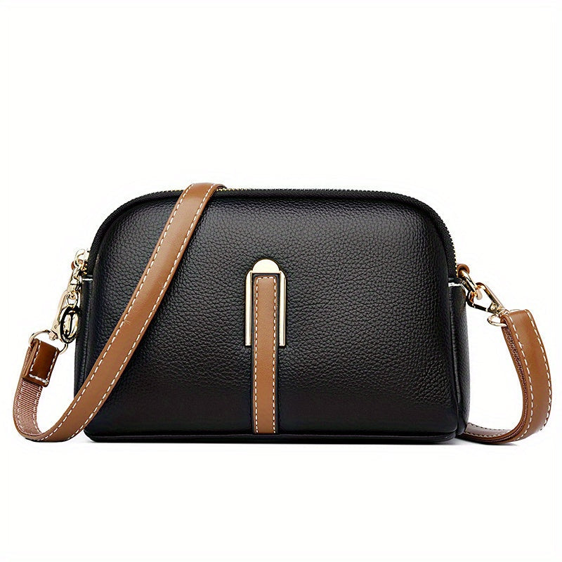 Borsa a tracolla vintage in pelle PU con motivo a litchi, donna, stile retrò, tracolla e portafoglio abbinato, marca Valstrend.