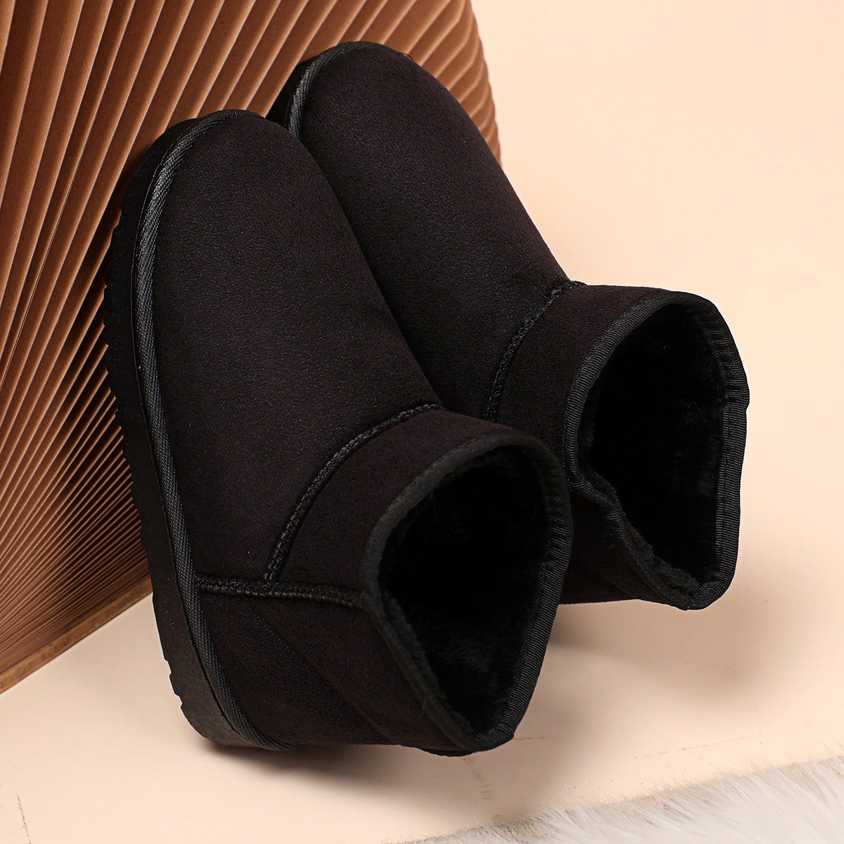 Stivali in velluto di cotone caldo per donna, scarpe da neve invernali, Valstrend shop, con suola antiscivolo e design elegante.