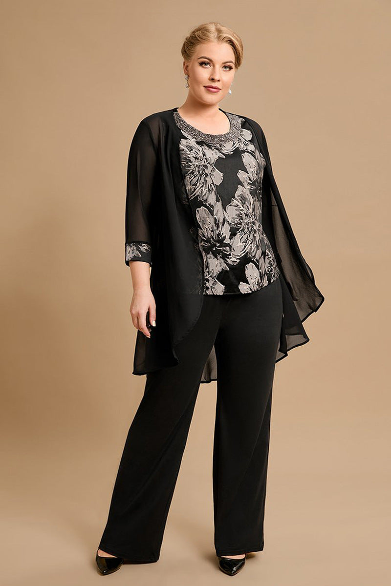 Oumeijia Plus Size Bridal Mother Three-piece Trousers Suit