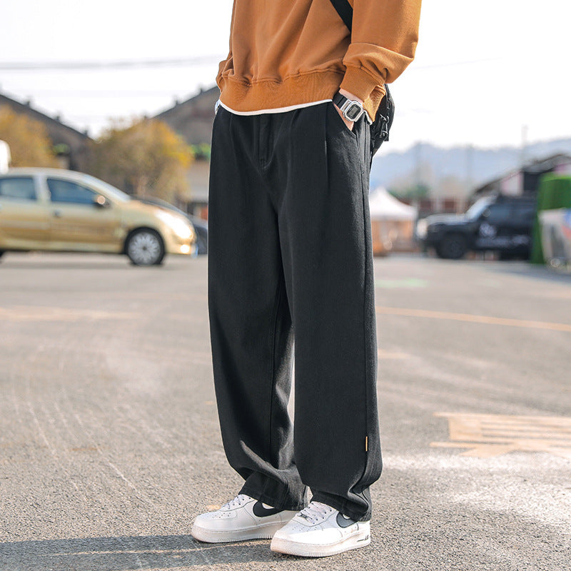 Pantaloni in cotone da uomo Valstrend, pantaloni casual dritti, stile semplice e comodo, visibili in questa immagine.