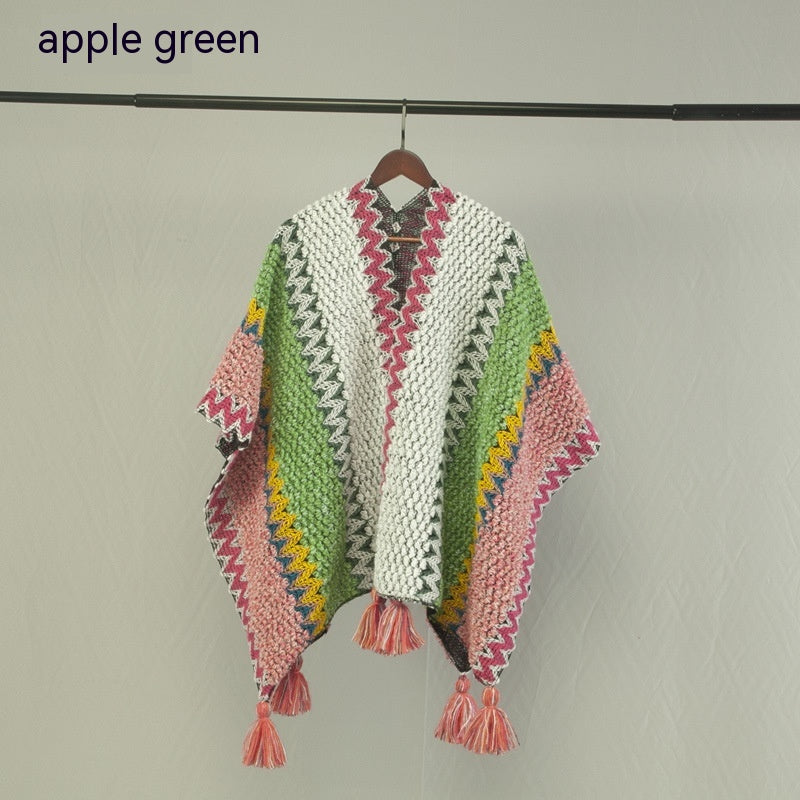 Sciarpa etnica stile viaggio Valstrend, mantella e foulard dual-use con dettagli colorati e motivi tradizionali.