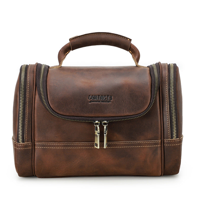 Borsa vintage in pelle bovina Valstrend, portatile e multifunzionale, con tasche per accessori e design elegante.