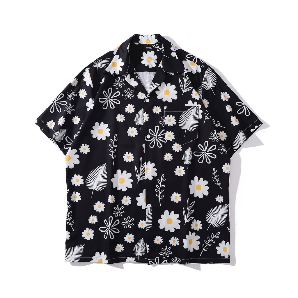 Cuban Collar New Vintage Casual Short Sleeve Printed Shirt Men And Women
